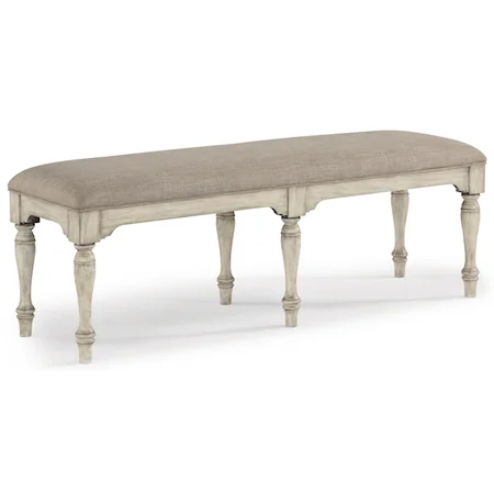 Relaxed Vintage Dining Bench with Upholstered Seat